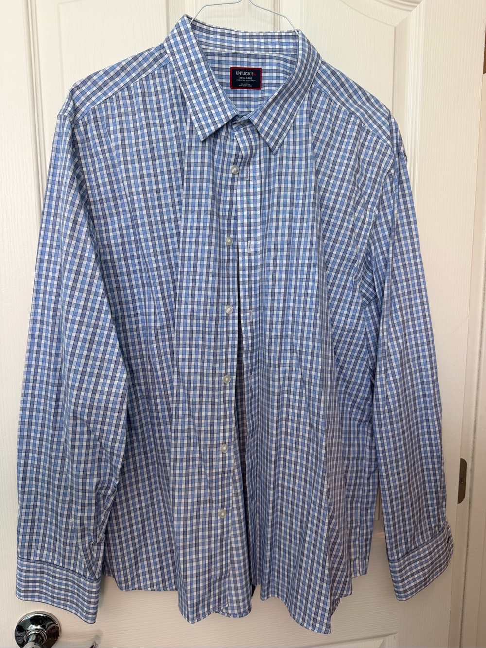 UNTUCKit Blue and White Check Long Sleeve Shirt